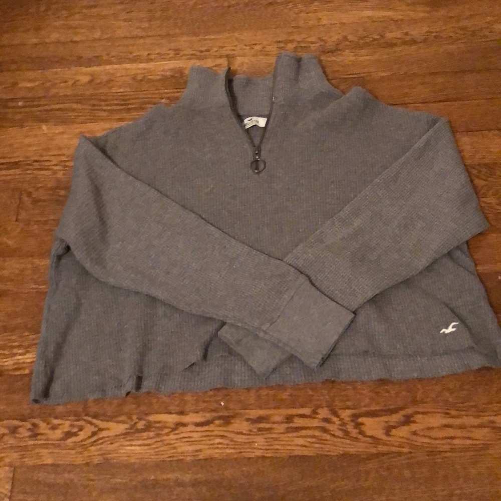 A hollister grey cropped 1/4 zip up